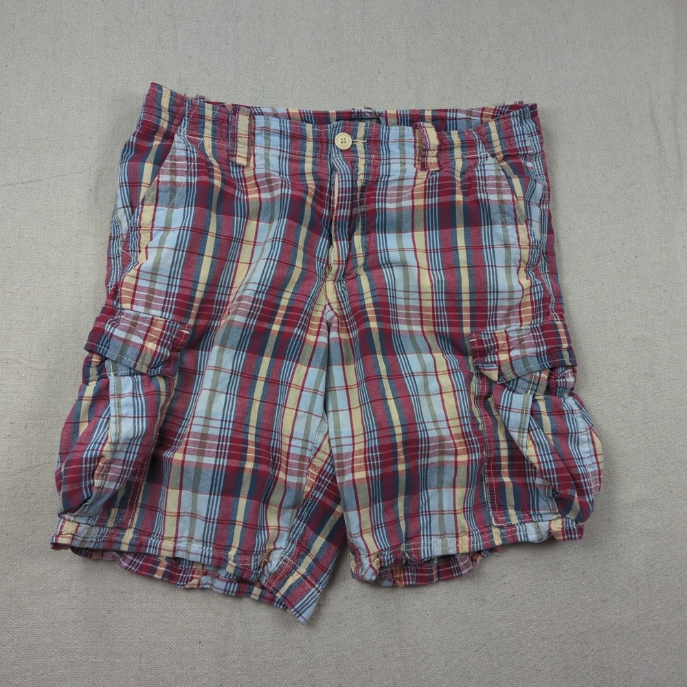 Mens Polo Jeans Co Shorts Mens 34 Red Blue Madras Plaid Cargo
